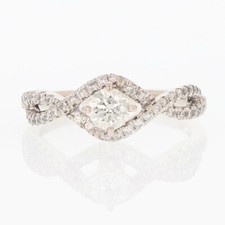 .69ctw Diamond Solitaire with Accents Engagement Ring 14k White Gold Size 6.5