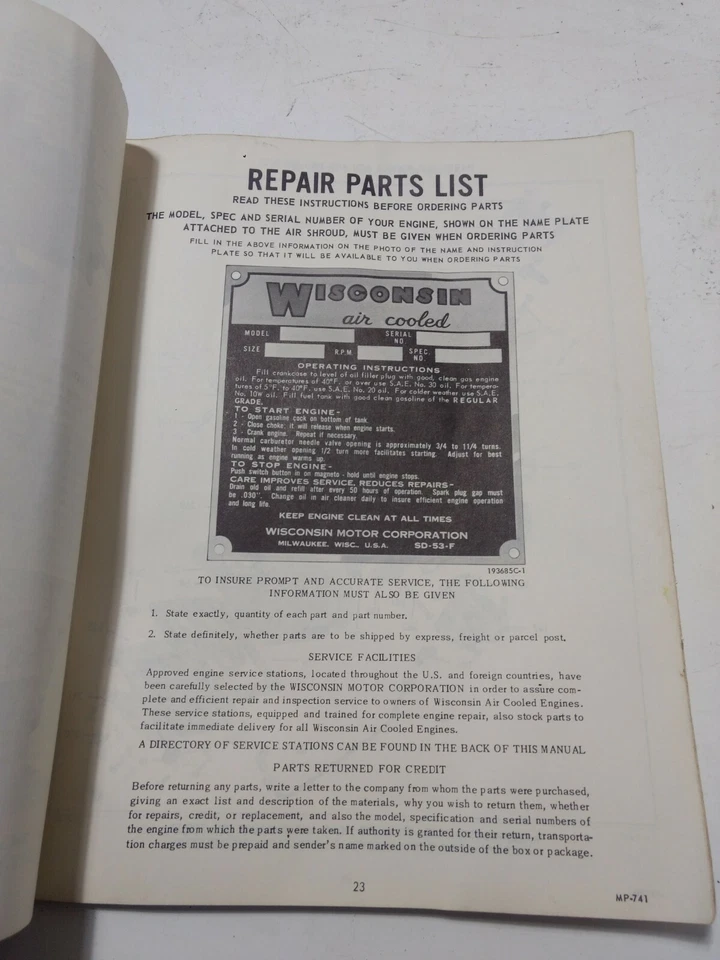  Wisconsin Air Cooled Engine Manual ACN BKN  - Image 4 of 4