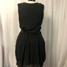 Anthropologie Pyrus Dress Gray Print Silk Fully Lined Size Large