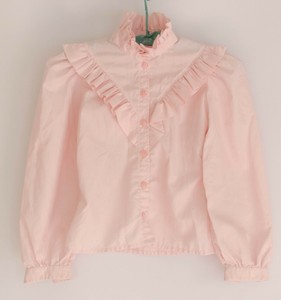 pink blouse with ruffles