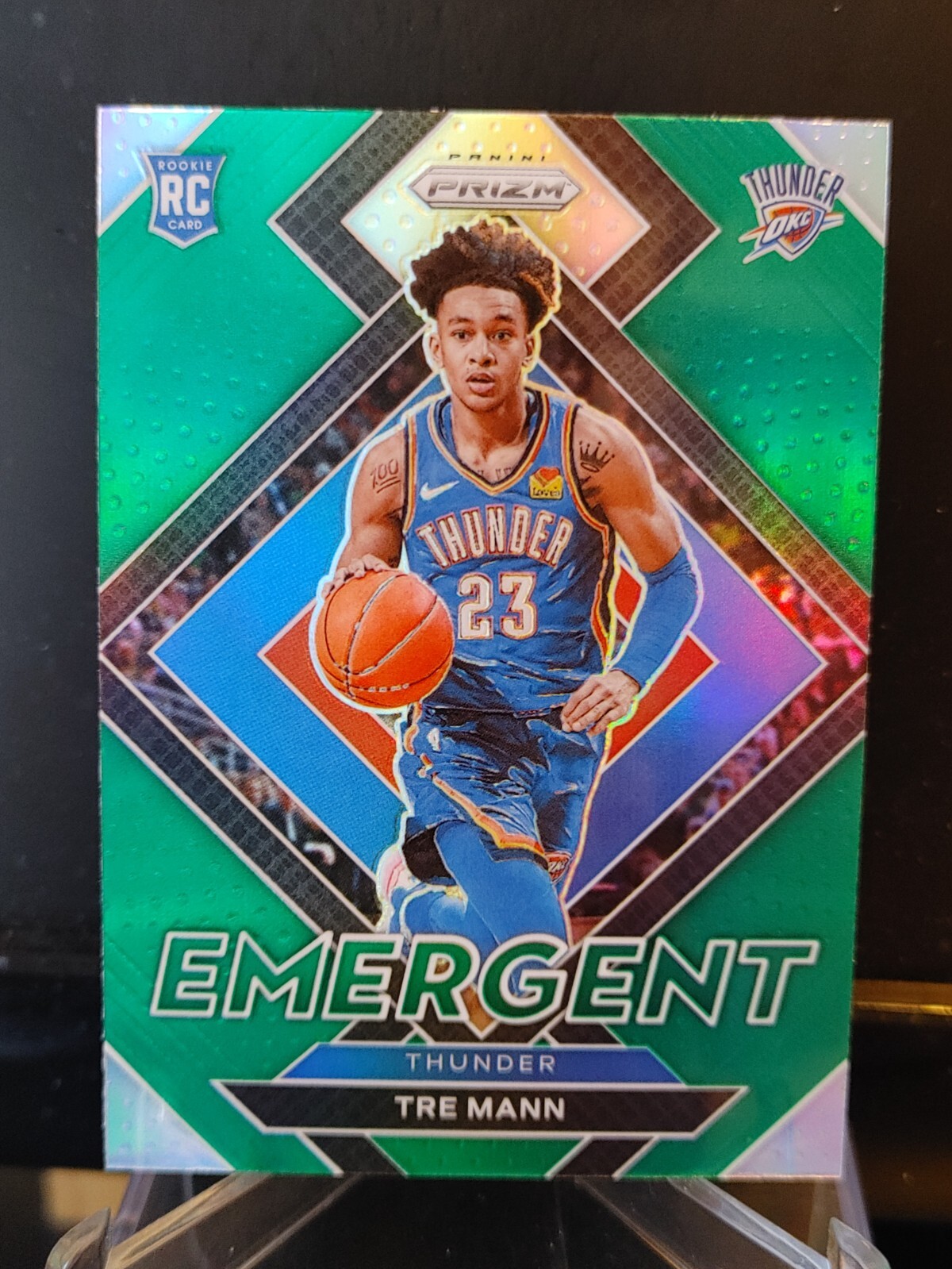 Tre Mann RC 2021-22 Panini Prizm Emergent Green Refractor #21 - Oklahoma City