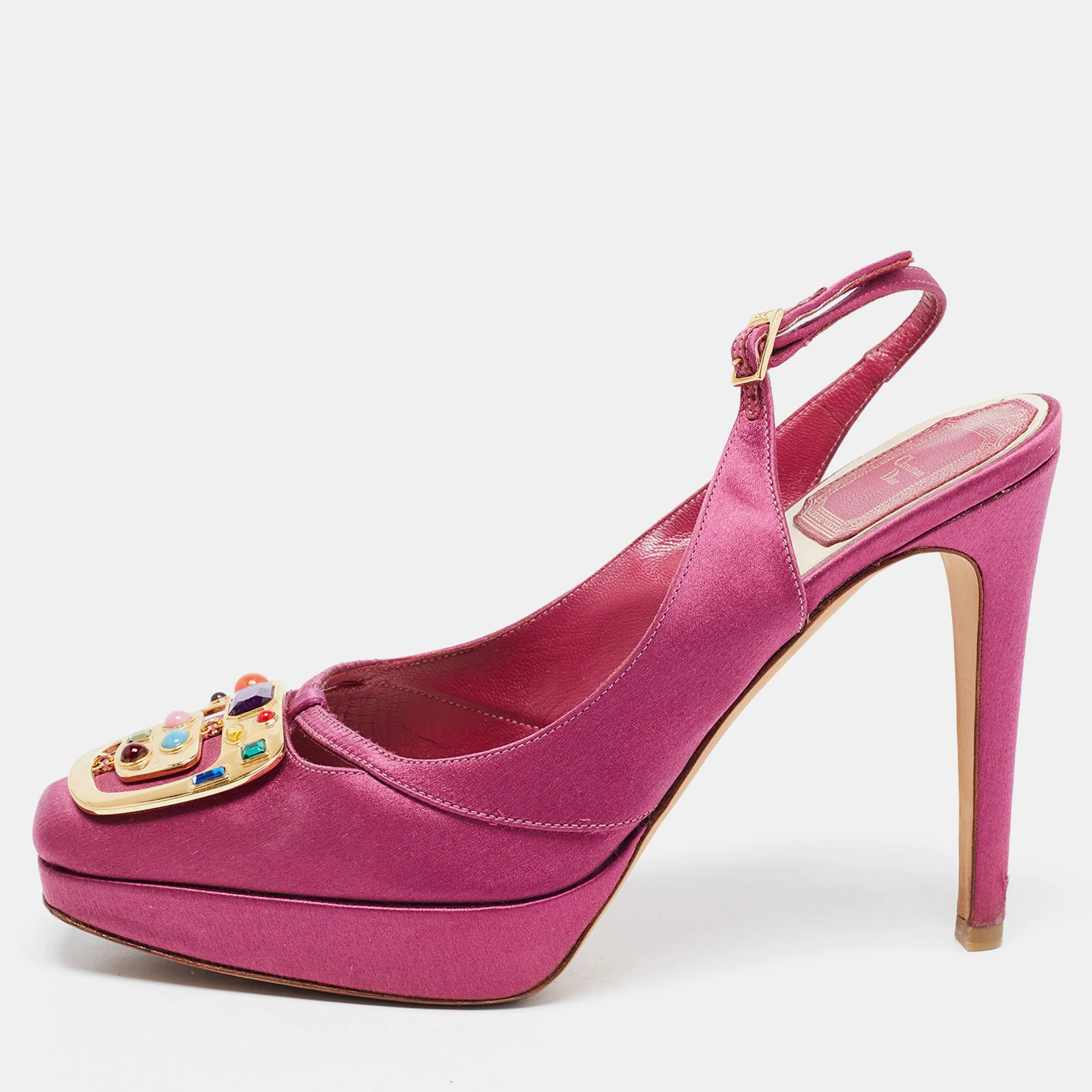 Escarpins Dior violet satiné embelli taille 36