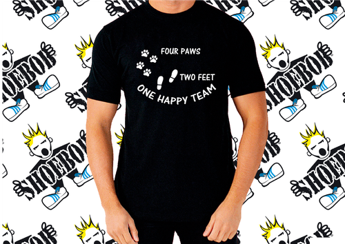 Shoebob Four Paws Two Feet One Happy Team T-shirt Dog Lovers top Dog Walkers tee - Picture 9 of 17
