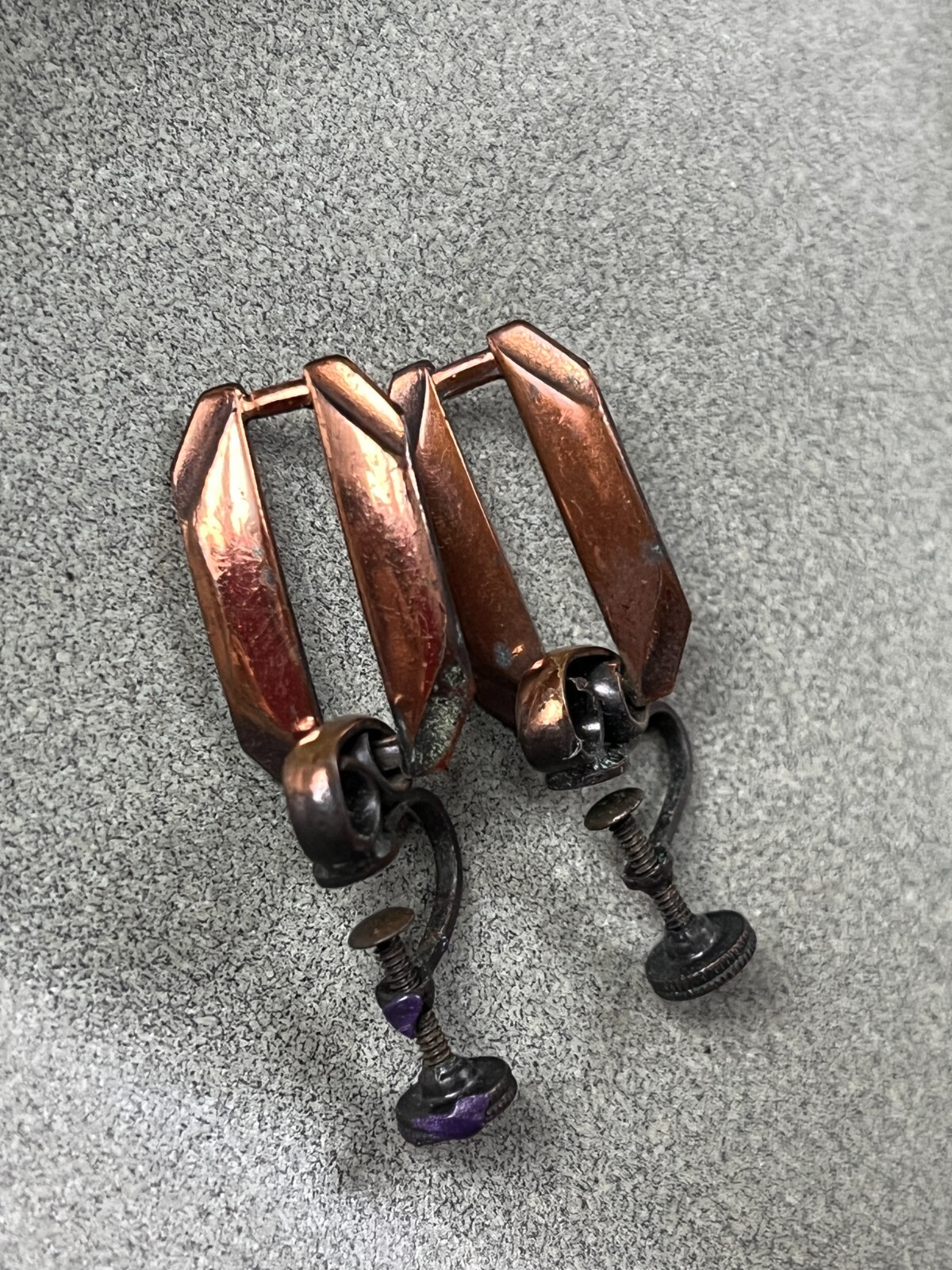 Vintage Solid Copper Rectangle w Open Center Slit… - image 5