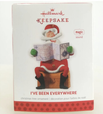 2013 Hallmark Keepsake Ornament I ve Been Everywhere Santa With Map  Magic Sound