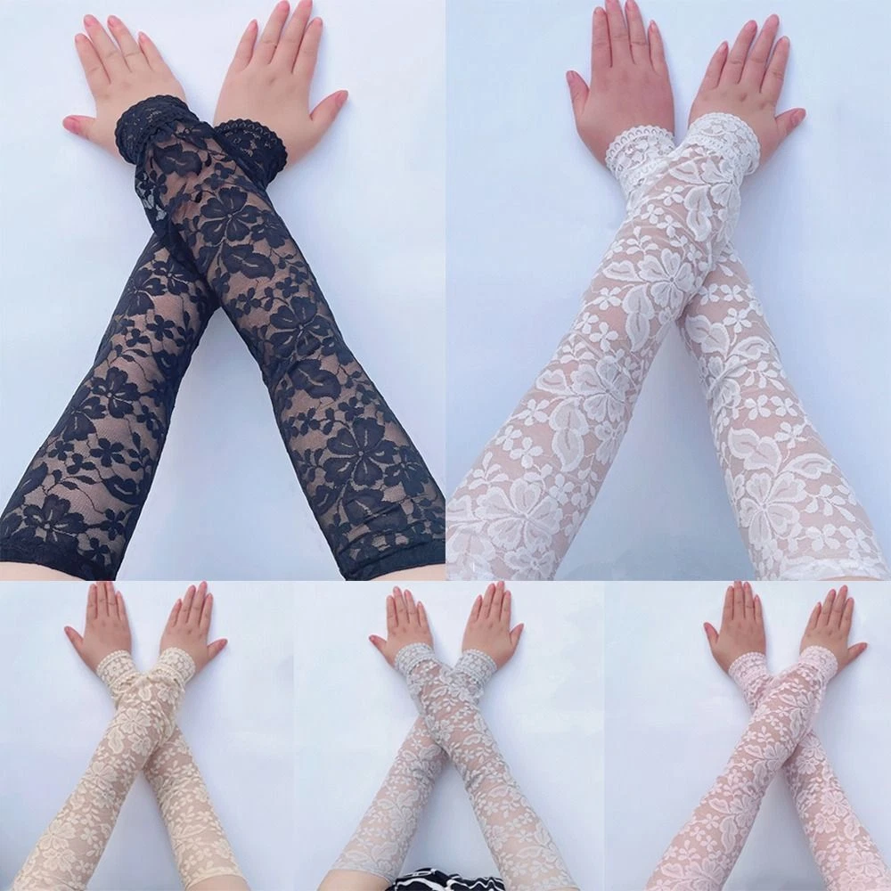 Summer Sun Protection Anti UV Lace Long Gloves Hand Cover Arm