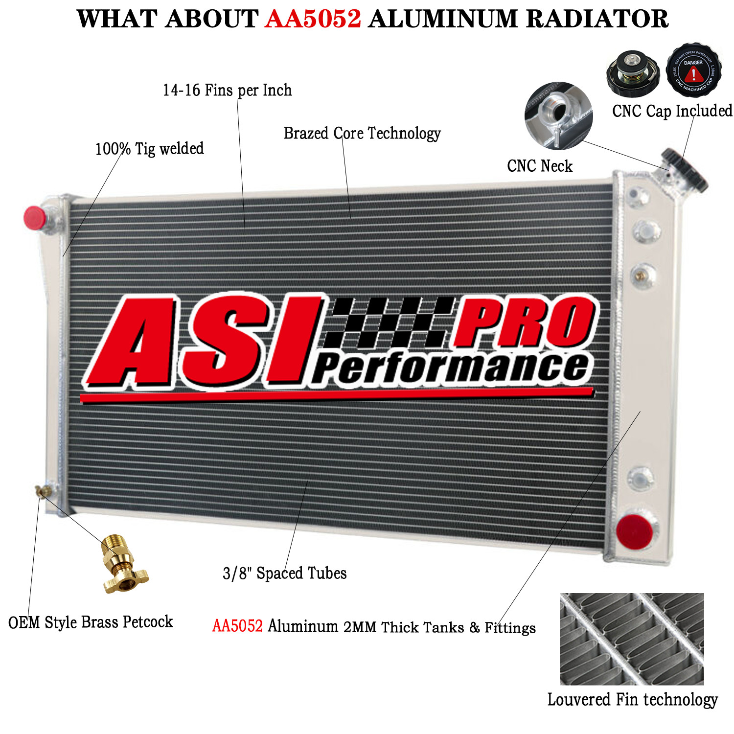 4 Row Aluminum Radiator for 1991-1993 Chevy Caprice Buick Roadmaster 5.7L V8 AT