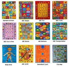 Educational Kids Rug Children for School Classroom Bedroom NON SKID GEL BACKING