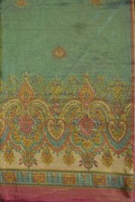 FNC Vintage Green Sarees Sambalpuri Woven Floral Print Art Silk Sari Fabric 5Yd