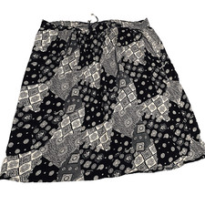 Vtg Peasant Skirt 1X Patchwork Boho Medallion Drawstring Woven Hippie Festival d