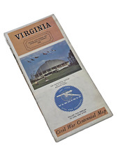 Virginia Civil War Centennial Map Road Map Vintage 1964-25" x 37" List Battles