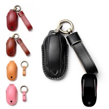Genuine Leather Car Remote Key Case Cover Holder Bag For Tesla Model X 2016-2020