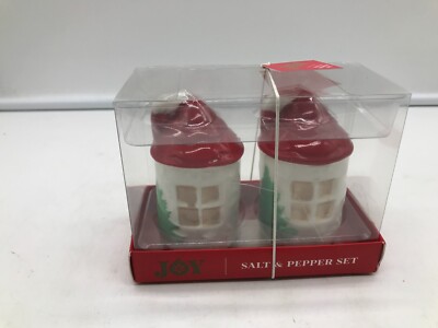 Joy Ceramic 3.5in Christmas House Salt & Pepper Shakers BB01B18030