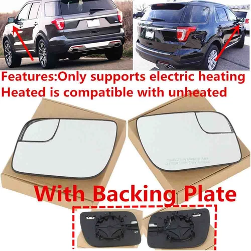 Pair Front Door LH+RH Side Wing Mirror Heated Glass For FORD Explorer 2011-2019