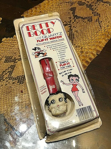 BETTY BOOP LCD QUARTZ FLIP IT WATCH WARRANTY BOX 2 STRAPS 1986