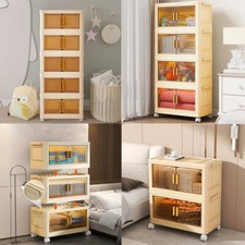 Stackable Plastic Storage Bins Closet Organizer Folding Storage Boxes on Wheels