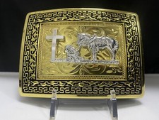 Christian Cowboy praying western cowboy belt buckle Hebilla Vaquera Oracion