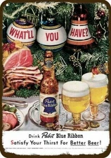 1952 PABST BEER CHRISTMAS TREE BALLS Vintage Look DECORATIVE REPLICA METAL SIGN