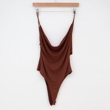 Wearever Bodysuit Women Large Brown Cowl Neck Open Back Excellent