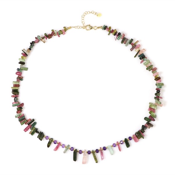 Cavill Sterlingsilber Halskette 925 Vergoldet Mit Turmalin Amethyst 50Cm-image