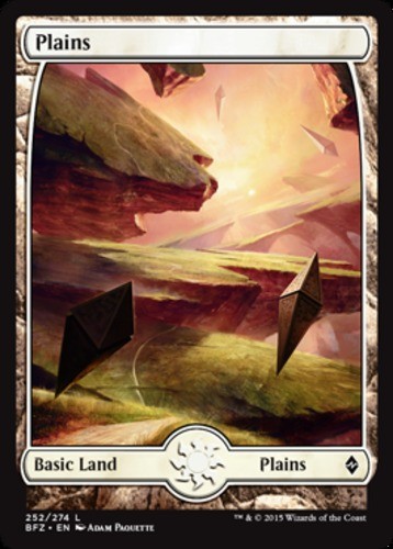 MTG Plains (252) - Foil - Full Art, Battle For Zendikar, Lightly Played, English