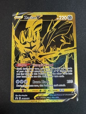 Pokemon Sword Shield Zacian V Gold Promo Card SWSH076 Full Art Holo UR