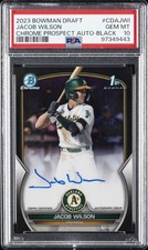 2023 BOWMAN DRAFT CHROME PRSPCT AUTO BLACK REFRACTOR JACOB WILSON 51/75 PSA 10