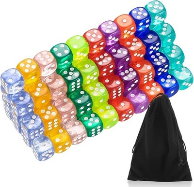 100 Stück Würfel Set, 6 Seitige Würfel Bunt Set, 14mm Spielwürfel Bunt, Würfe...