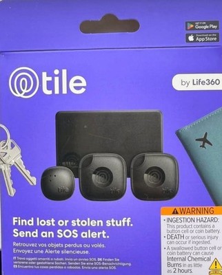 Tile by Life360 Bluetooth Tracker Essentials 4-Pack (2 Mates, 1 Slim, 1 Sticker)