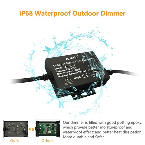 Outdoor Dimmer Switch for String Lights, 1000W Max Power IP68 Waterproof Wire... - Bild 8 von 8