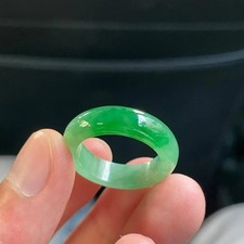 Natural Burmese jadeite ice green ring imperial green ring plain circle