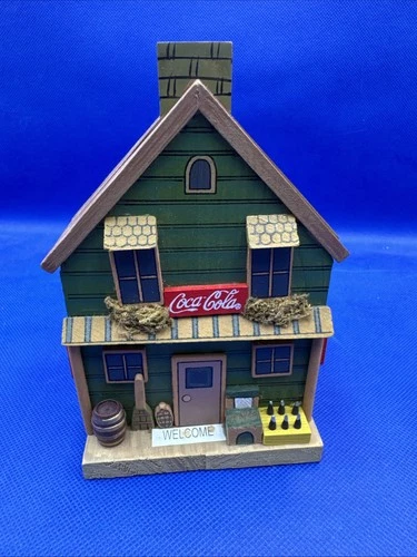 Vintage Set Of 5 Coca-Cola Coasters Wooden General Store Themed Holder 1999