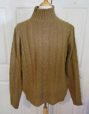 Massimo Alba Men's 100% Cashmere Blend Cable Knit Mock Neck Sweater L Camel