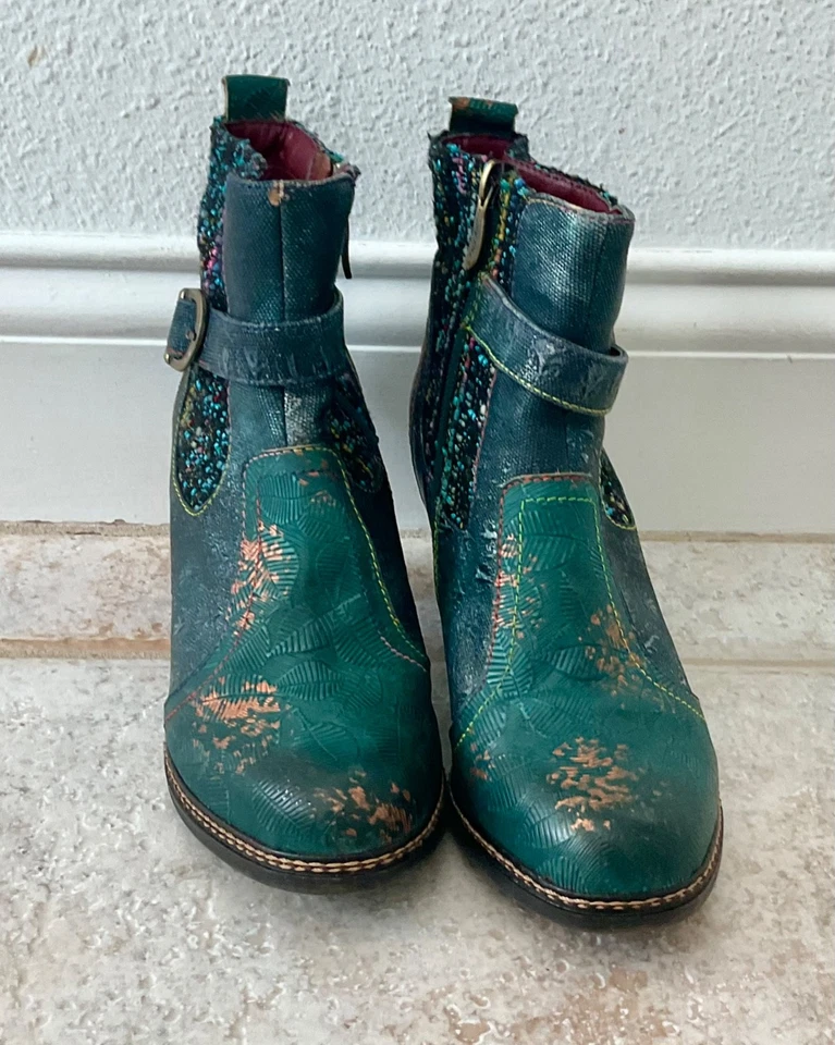 L’Artiste By Spring Step Nancies Boots Teal Side Zip Ankle Boots 37 US 6.5/7 - Image 2 of 4
