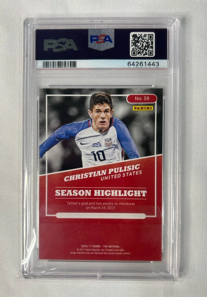 PSA 8.5 CHRISTIAN PULISIC 2017 Panini Nat’l #S9 Rainbow Spokes 49/49 RC 🔥 RARE - Image 4 of 4