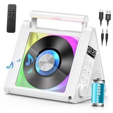 Portable CD Player with Bluetooth RGB Ambient Lights for Desktop White