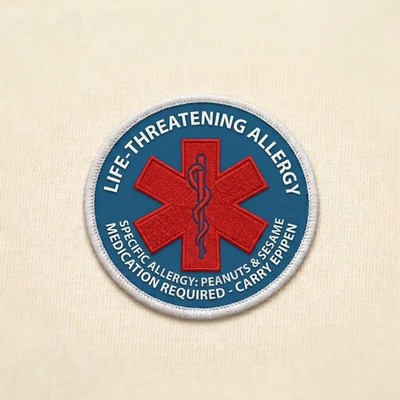 Nut Allergy Awareness Epipen Carrier 3'' Sublimation Patch badge