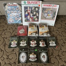 Lot of 14 Vtg Cross Stitch Kits Christmas Theme Mixed Brands