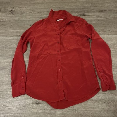 Red Silk XS Equipment Long Sleeve Button Down