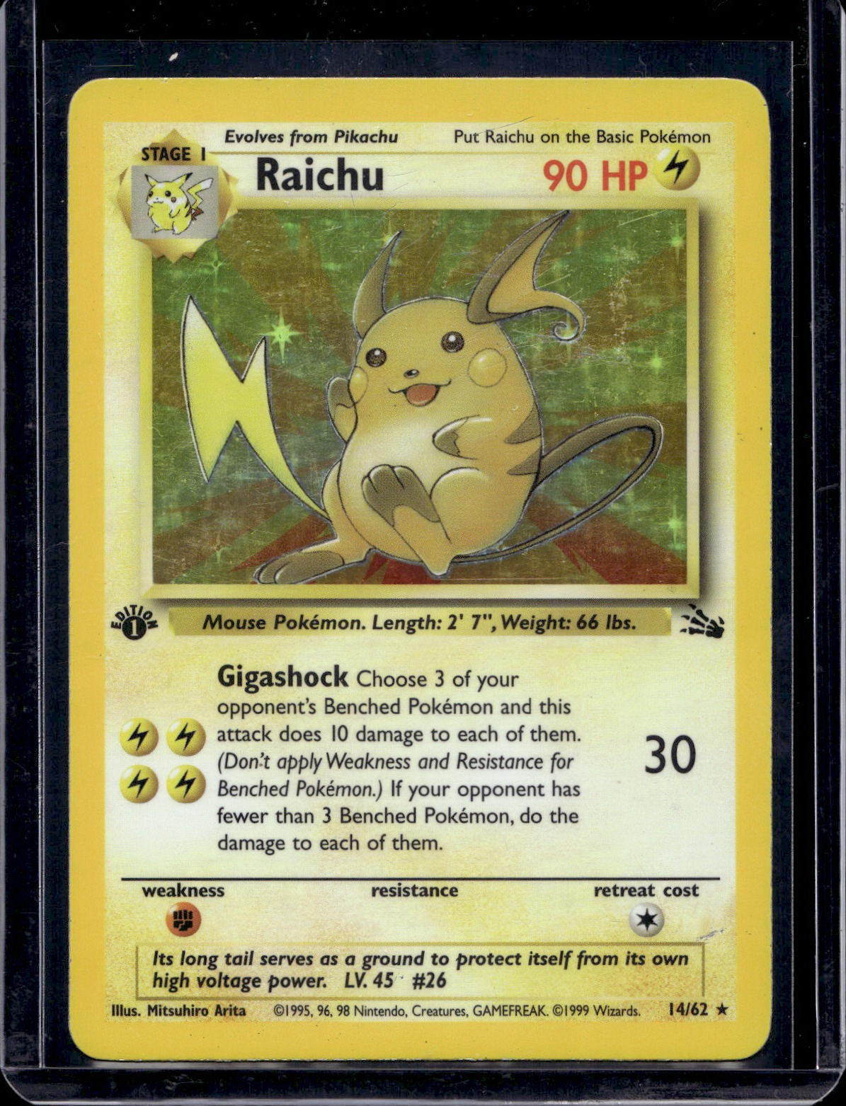 Pokemon Fossil Raichu (14) 1st Edition Holo 14/62