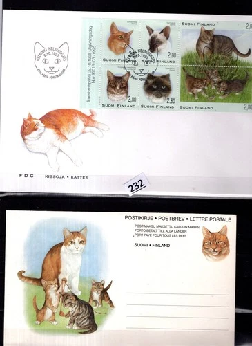 # FINLAND - FDC + POSTCARD - ANIMALS - CATS - PETS