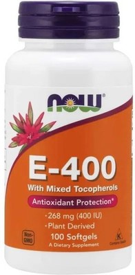 NOW FOODS, VITAMIN E-400 400IU Mixed Tocopherols 100 Weichkapseln SUPER PREIS