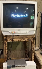 Playstation2 Silver Slim SCPH-77001 Bundle w/ OEM Cables, Controller, & Games