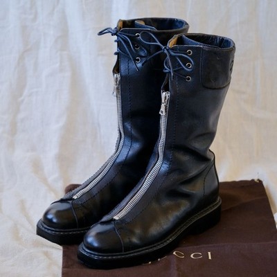Womens GUCCI Rare GUCCI front zip monkey mid boots black 5B 5.5B