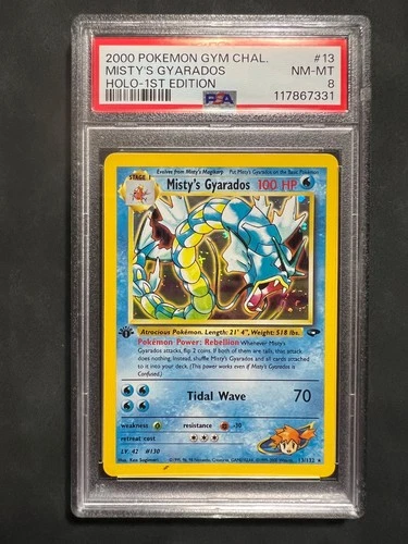 Pokémon Misty's Gyarados 13/132 Gym Challenge Holo 1st Edition PSA 8
