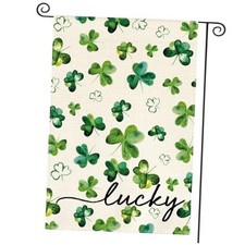 St Patricks Day Lucky Garden Flag 12x18 Inch Double Sided Outside, Watercolor