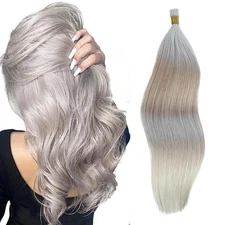 18"  Straight Grey Hair100% Human Hair Bulk Braiding Hair Extension No Weft