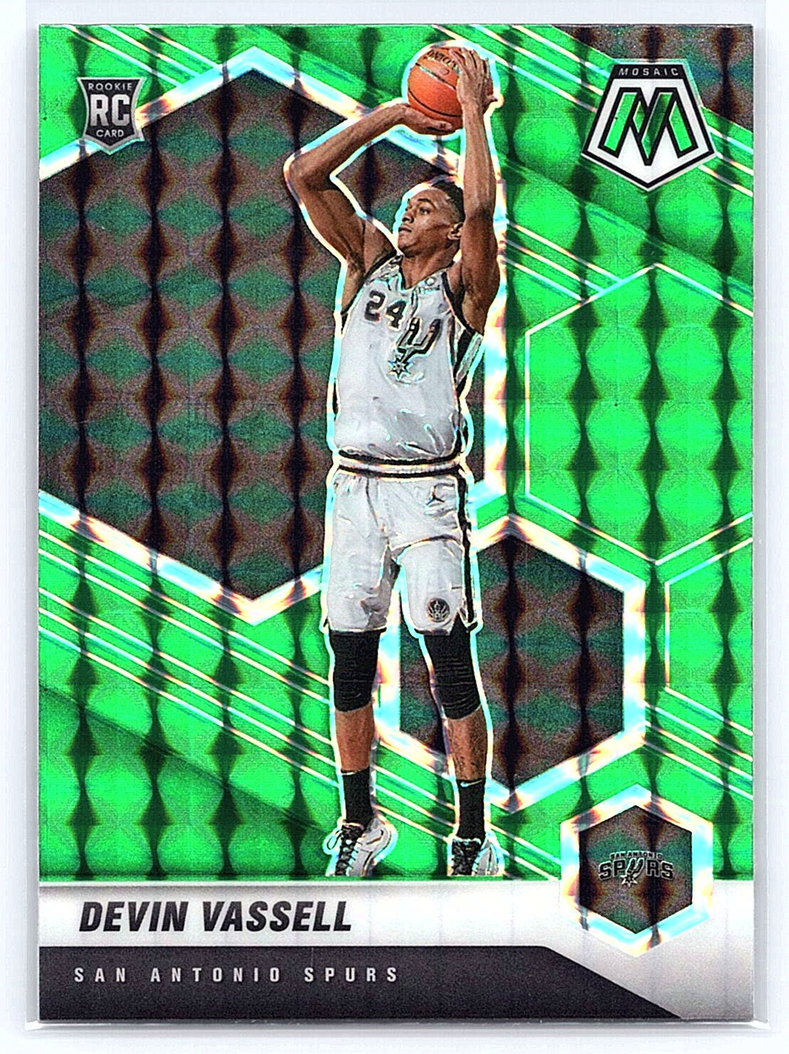 2020-21 Panini Mosaic #221 Devin Vassell Mosaic Green Rookie RC