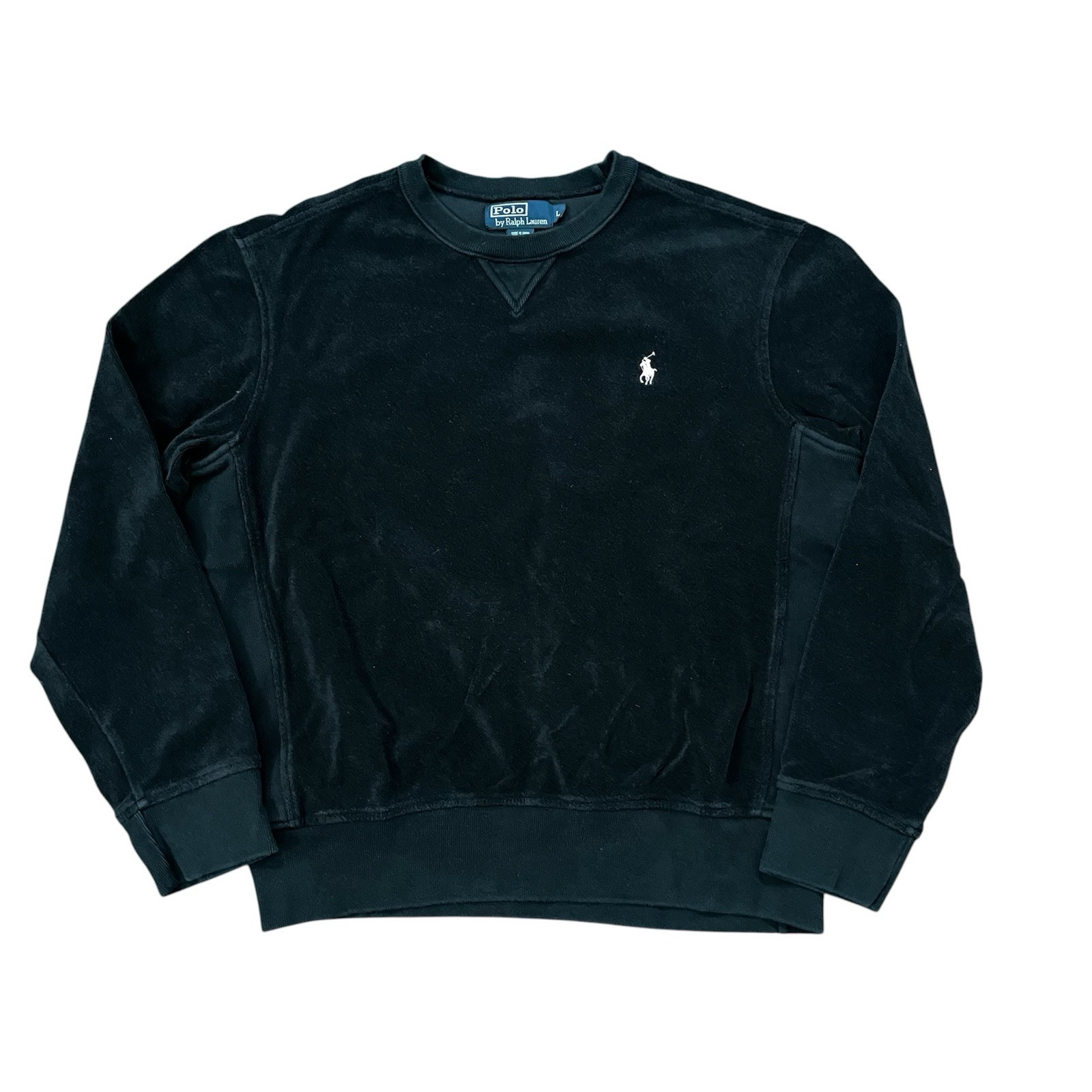 Polo Ralph Lauren uomo nera Terry felpa girocollo grande vintage pony anni 90