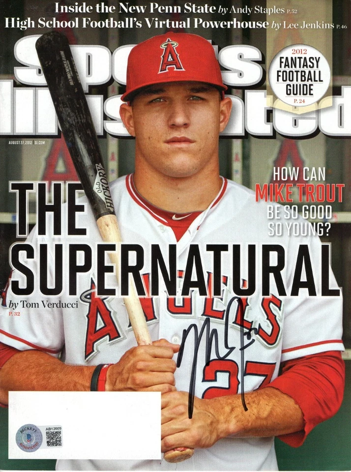 Revista autografiada firmada por Mike Trout Sports Illustrated 2012 BAS Beckett LOA